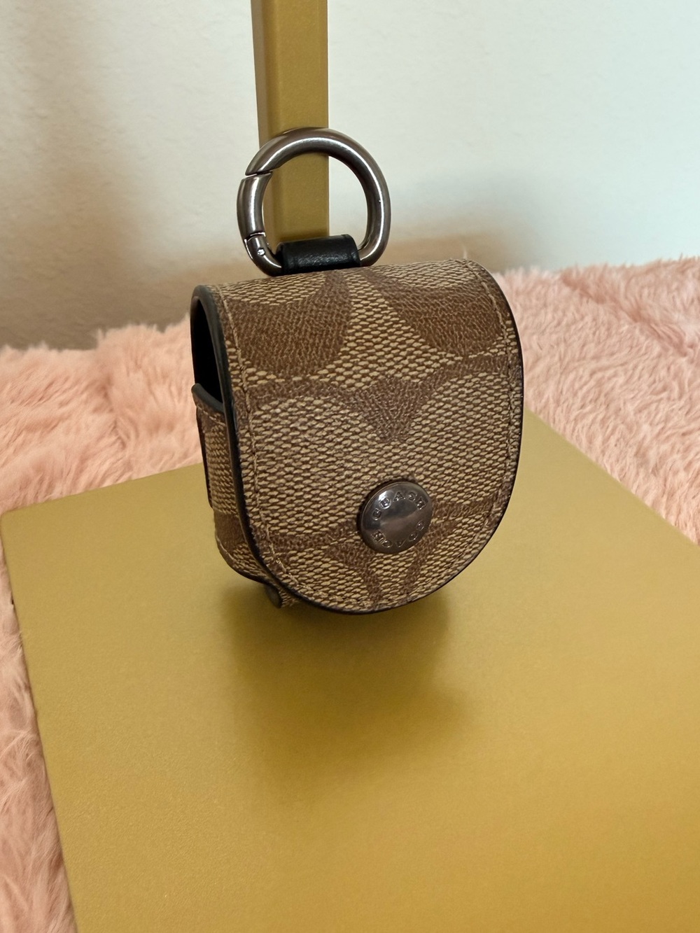 Coach Signature Canvas AirPods Case in Brown